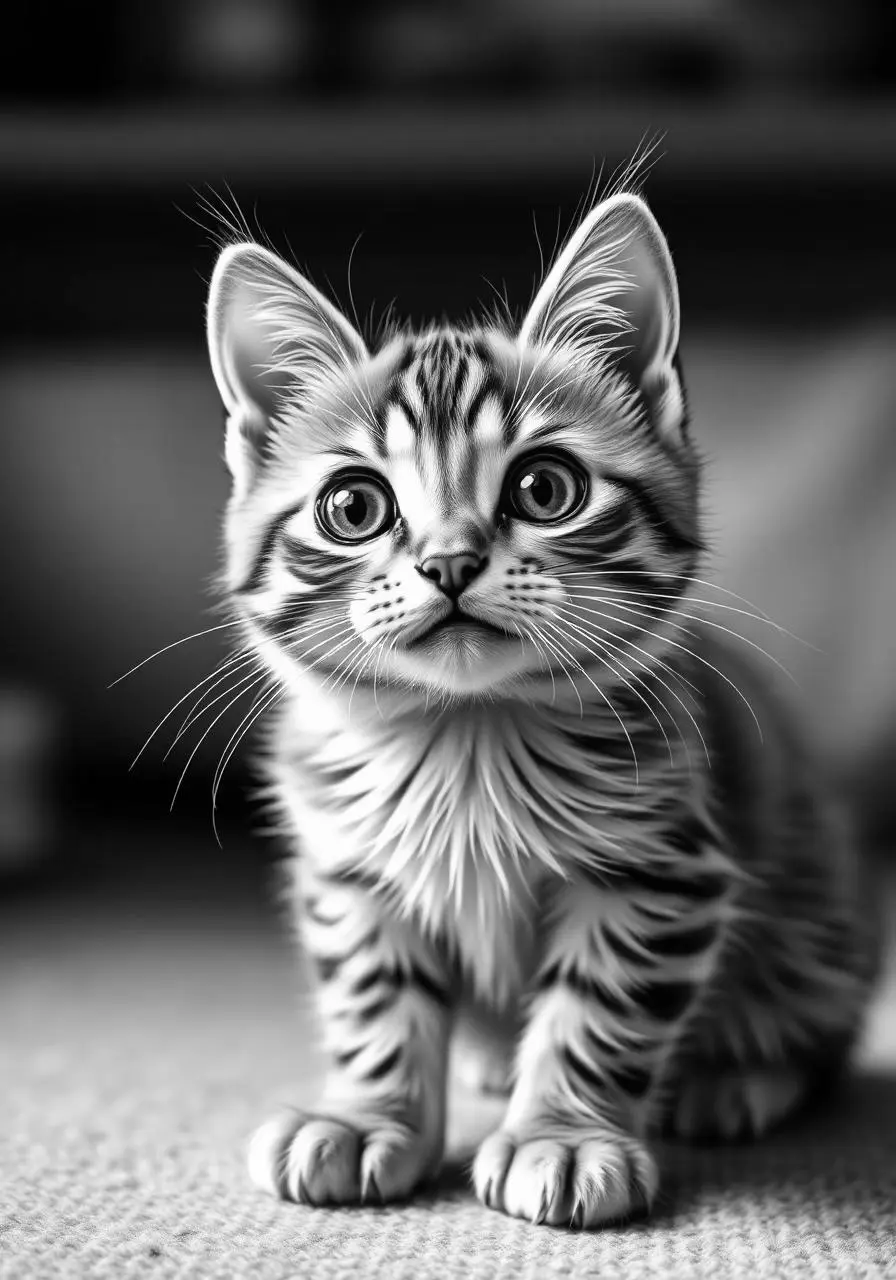 Cat image with a black and white filter.