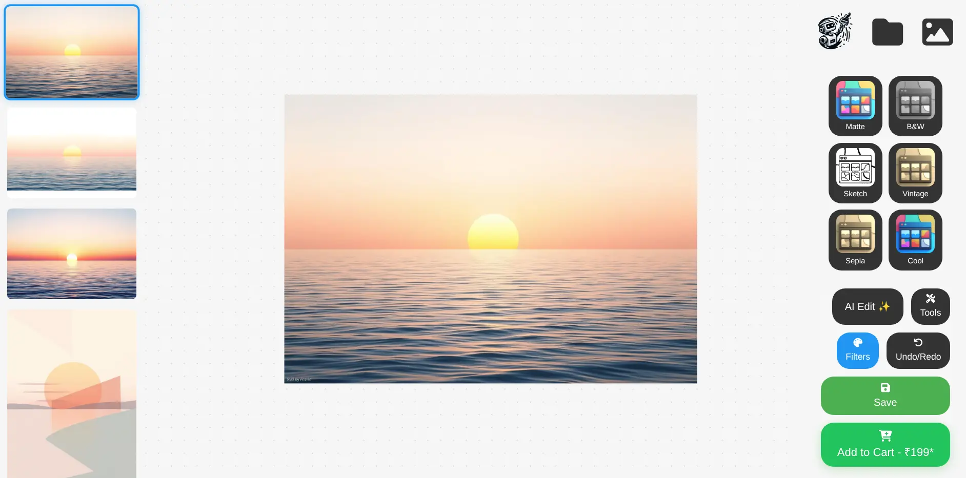 BeautifulWalls.Ai online poster editor interface.